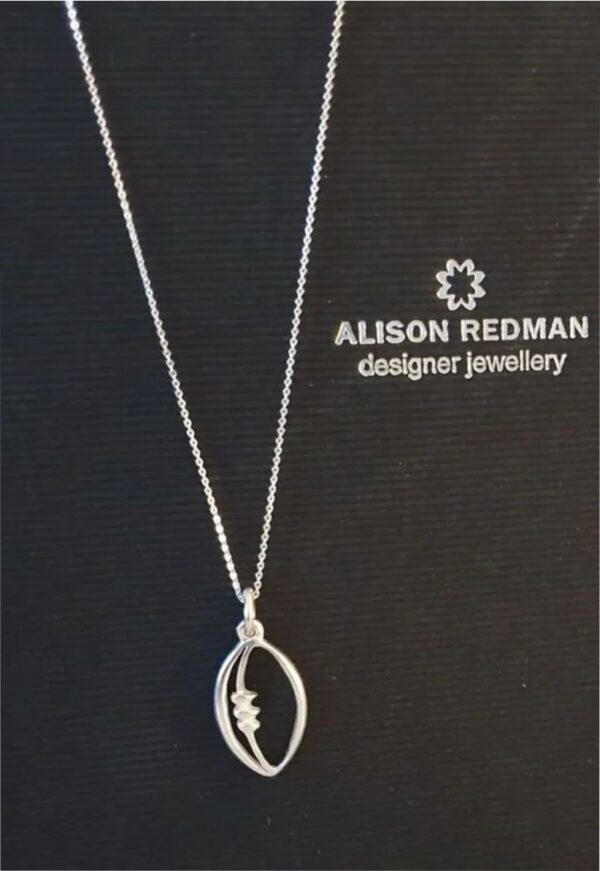Silver Rugby Ball Pendant - Image 2