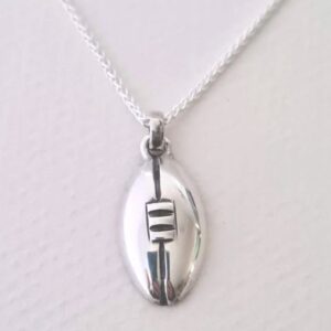 Silver Rugby Ball Pendant Solid