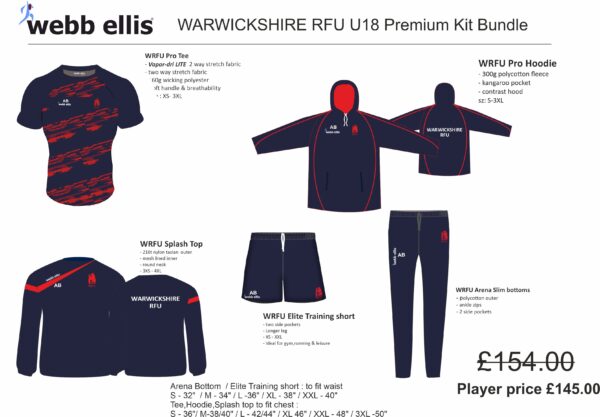 Warwickshire RFU u18 Premium Kit Bundle